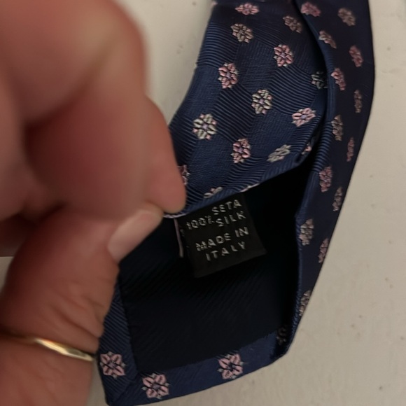 LUIGI BORRELLI Blue print 100% Silk Tie! made in Italy! - Picture 3 of 5